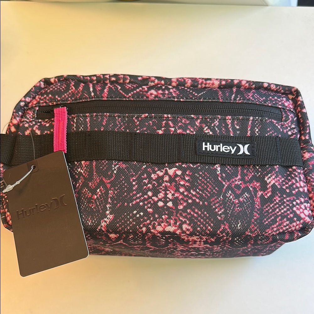 Hurley Pink and Black snake skin Toiletry Bag